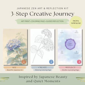 Hydrangea Coloring Page & Reflection Worksheet | Zen Mindfulness Art | Relaxing Printable | Digital Download