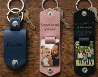 Llavero con foto, llavero de cuero personalizado para él, llavero "Conduce con cuidado", llavero con imagen, regalo del Día del Padre, regalo para esposo o novio