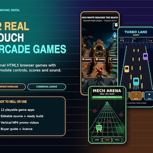 12 HTML5 Arcade Games Bundle, Mobile Touch Game Source Code, Commercial Licence