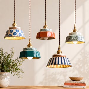 Vintage Pendant Light – Ceramic Lamp, Copper Finish, Nordic Style, Home Decor, Kitchen Lighting, Modern Aesthetic