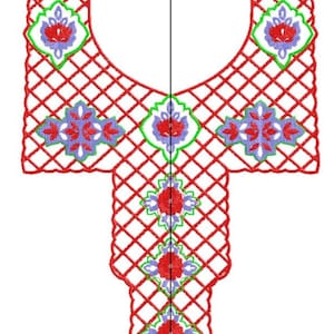 Luxury Floral Embroidery Neckline Design | DST Embroidery File | Kurti & Gown Neck Pattern | Digital Download