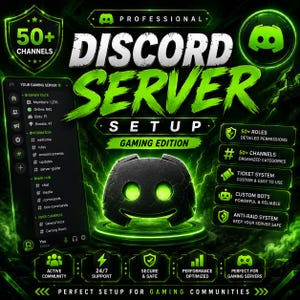 Mall för grön Discord-server | Gröna Discord-servrar | Professionell Discord-serverinstallation | Estetisk Discord-mall | Gaming Community-servrar