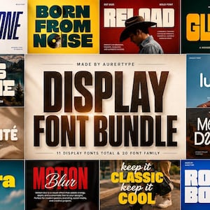 Display Font Bundle, Modern Retro Typefaces, Bold & Vintage Display Fonts for Logos, Branding, Posters, Cricut Canva, OTF TTF, Poster Design