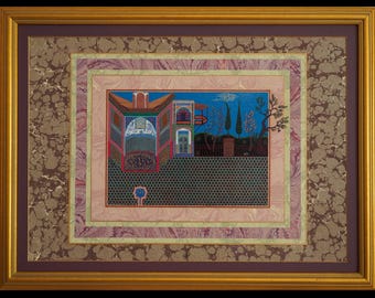 Islamic miniature art, ebru | Miniature Palace Scene