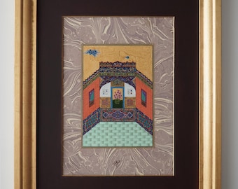 Islamic miniature art, ebru | The Doctor’s House (Interior)