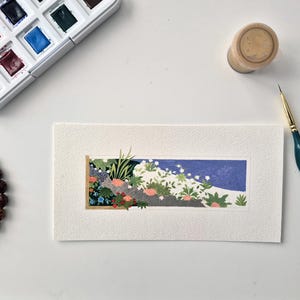 Persian Miniature Painting Project | Islamic Art Line Drawing Study No. 1 | Featured Detail A, Stream & Foliage image 1