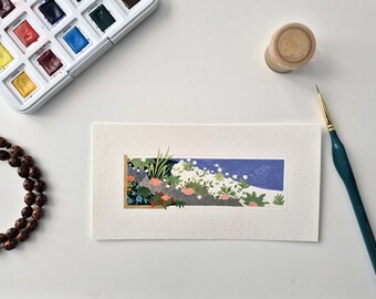 Persian Miniature Painting Project | Islamic Art Line Drawing Study No. 1 | Featured Detail A, Stream & Foliage