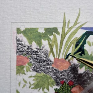 Persian Miniature Painting Project | Islamic Art Line Drawing Study No. 1 | Featured Detail A, Stream & Foliage image 8