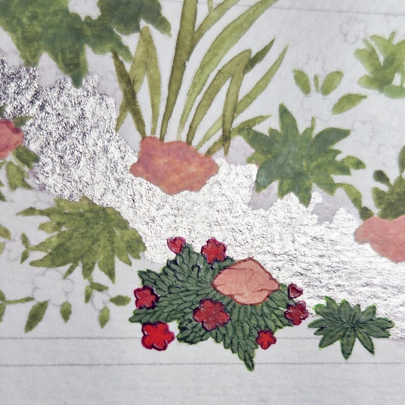 Persian Miniature Painting Project | Islamic Art Line Drawing Study No. 1 | Featured Detail A, Stream & Foliage image 6