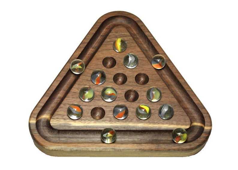 Triangle Shaped Marble Solitaire Game Etsy