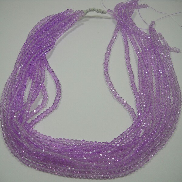 Pink Amethyst Crystal Glass Faceted Rondelle Beads 3mm
