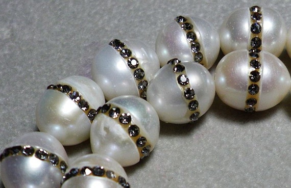 White Potato Pearls With Lavender Purple Natural Zircon Stones | Etsy