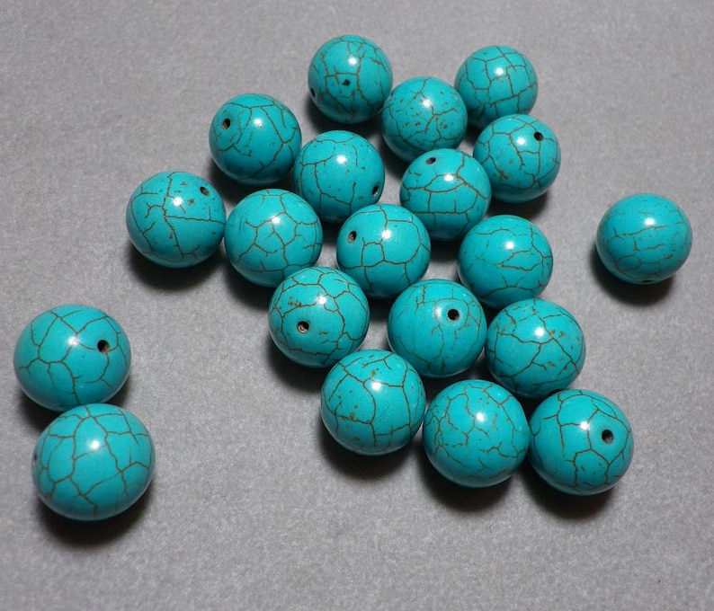 Turquoise Howlite Round Beads 13mm