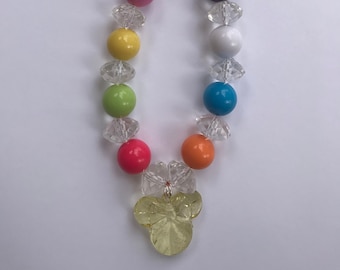 Rainbow colors Minnie gumball  bead necklace