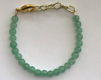 Mint Beaded Baby Bracelet - Stackable Toddler Bracelet