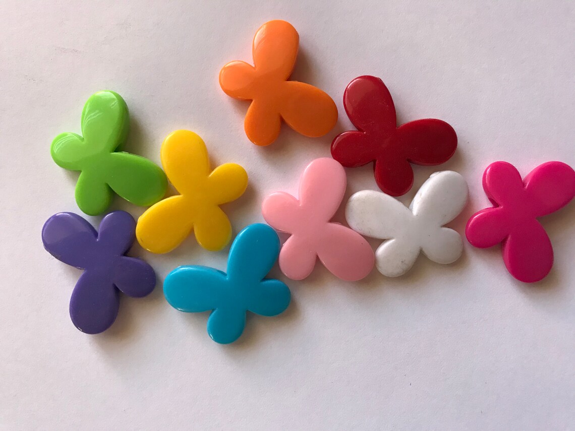 Pack of 20 Butterfly Beads 28mm in Assorted Colors Etsy
