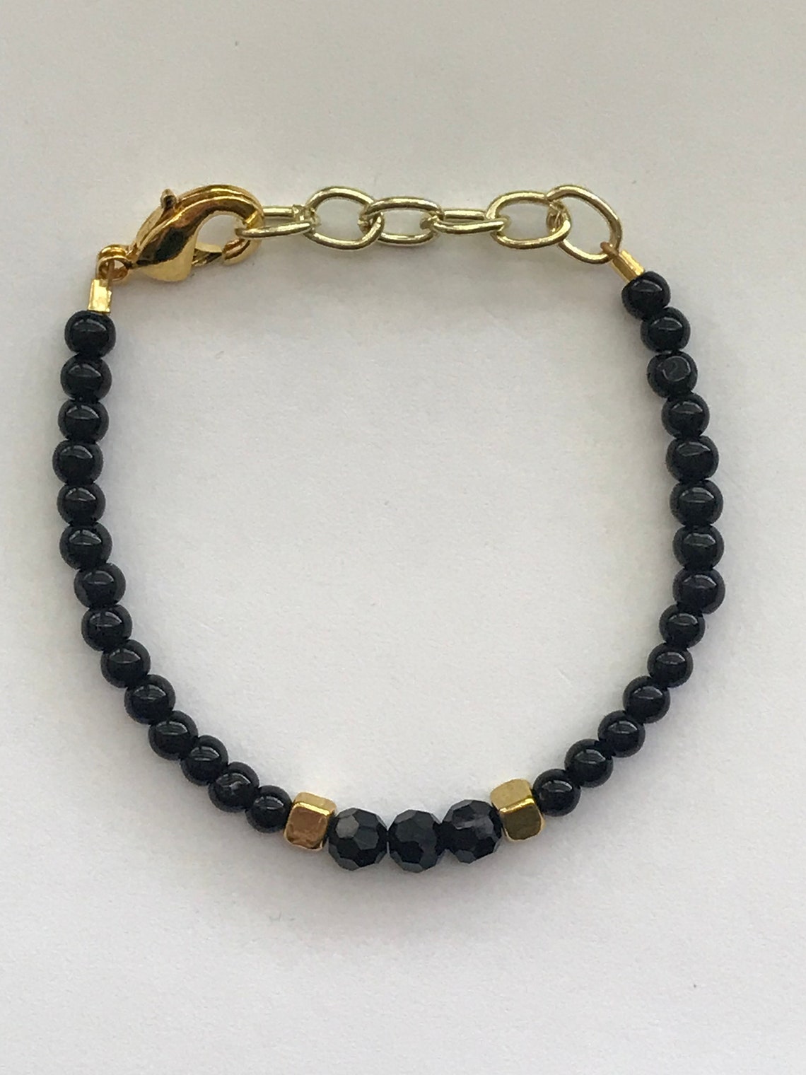 Black With Gold Beaded Stackable Baby or Toddler Beaded Etsy