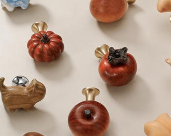 Boutons en bois de garde-robe d'enfant, poignées d'armoire de chambre d'enfant, poignées de tiroir d'animal de fruit, décoration de chambre d'enfant, matériel de commode de salle de jeux