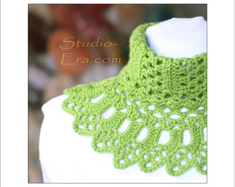 May include: A lime green crocheted collar with a scalloped edge and openwork design. The collar is displayed on a white surface. The text "Studio-Era.com" is visible in the background.