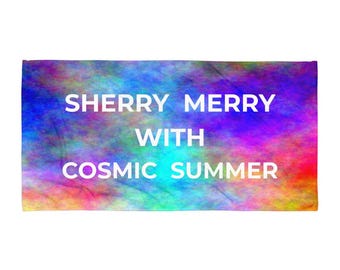 Sherry Merry Cosmic Summer all-over sublimatiehanddoek – Zachte, gezellige badhanddoek