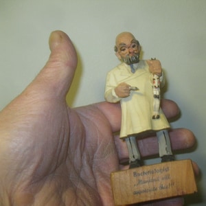 Rare Black Forest Mid Century Hand Carved Doctor With Rabbit, Biologist Gift, Black Forest Austrian Folk Art, FREE SHIPPING!!