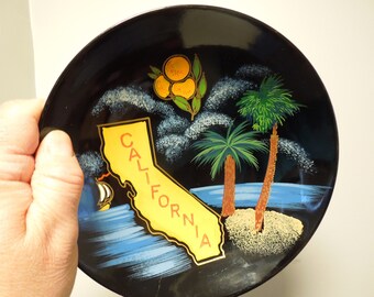 1960's Hand Painted California Bowl, Lucite California Souvenir, FREE SHIPPING!!