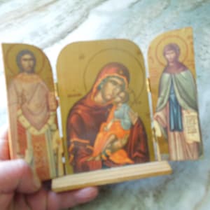 Madonna With Child Traveling Triptych, Catholic Religious Icon, FREE SHIPPING!!