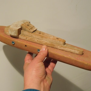 Rare Wooden Handmade Pond Boat, Nautical Decor, Beach House Mantle Decor, FREE SHIPPING!!