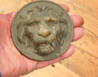 Rare Antique Pewter Lion Head Paperweight, King Of Beasts, Lion Office Gift, Desk Organizer, FREE SHIPPING!!