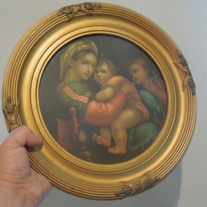 Raphael Madonna Of The Chair Round Golden Framed Print, Madonna Della Seggiola, FREE SHIPPING!!