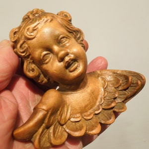 Hand Carved Wood Cupid / Cherub Bust Ornament, Romantic Love Wall Hanging, Cherub Putto, FREE SHIPPING!!