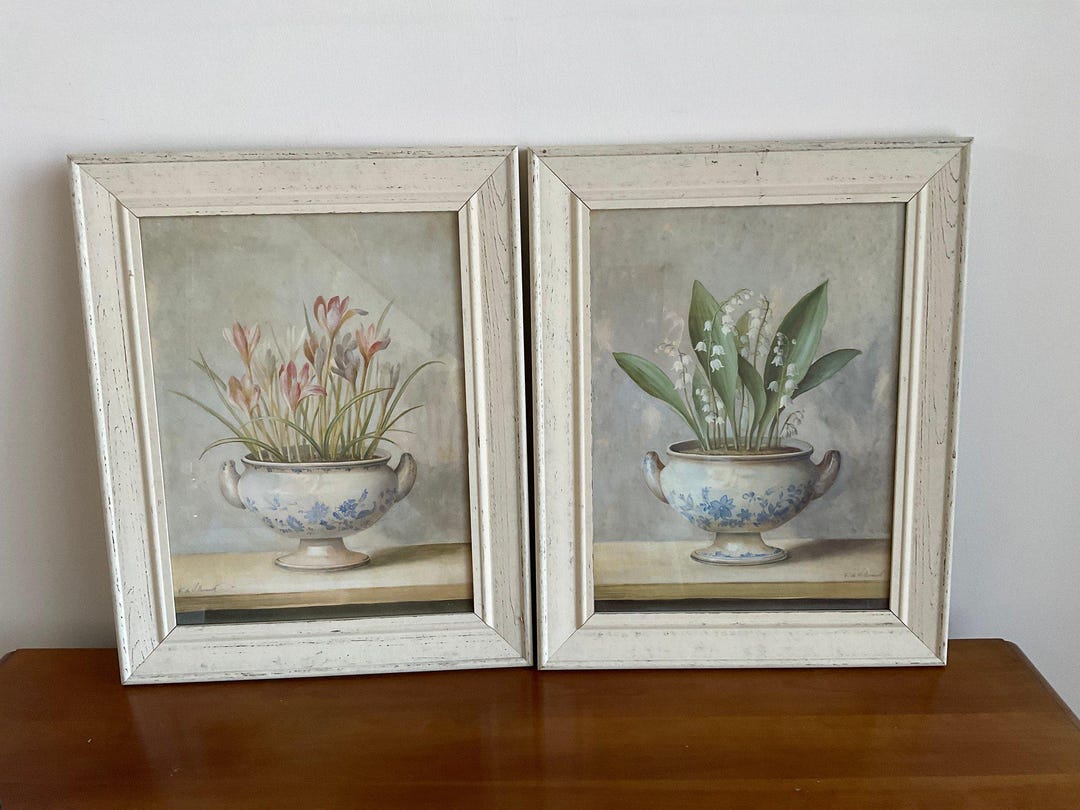 Pair of Fabrice De Villeneuve Framed Prints, Botanical Floral Framed