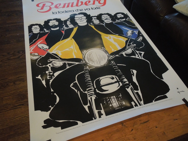 Rare Rene Gruau Bemberg Art Poster, Motorcycle Art Poster, FREE SHIPPING!! immagine 2
