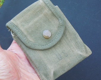 Vintage Military Belt Clip On Pocket, First Aid Kit Canvas Pocket, US Army Gear, FREE SHIPPING!!