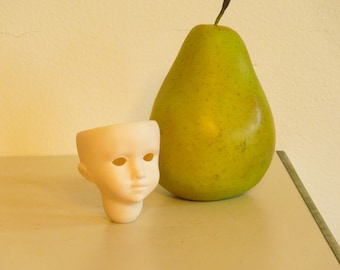 Creepy Doll Head, Ceramic Air Plant Doll Bust, Vintage Doll Parts, FREE SHIPPING!!