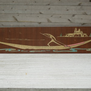 ON SALE!! On Of A Kind Mid Century Large Wall Hanging Of Venice Gondola On Teak Board, Adrian Pearsall Influence, Free Shipping!!