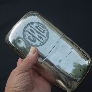 Rare Large Antique Flask, James Dixon & Sons 1800&#39;s Nickel Plated 33 Ounce Flask, FREE SHIPPING!!
