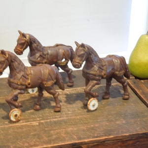 Three Large Cast Iron Horses, Salvaged Cast Iron, Equestrian Gift, 3 Horses, FREE PRIORITY SHIPPING!!