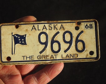 1968 Alaska Mini License Plate, Bicycle License Plate, The Great Land, FREE SHIPPING!!