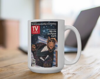 Tazza con copertina della guida TV ALF / Tazza da caffè in ceramica da 440 ml