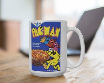 Tazza con l'illustrazione della scatola di cereali di Pac-Man