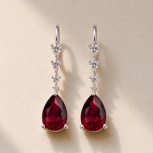 Sparkling Ruby-Red Drop Earrings | Timeless Elegance for Parties & Everyday Wear | Festive Looks | Everyday Glamour