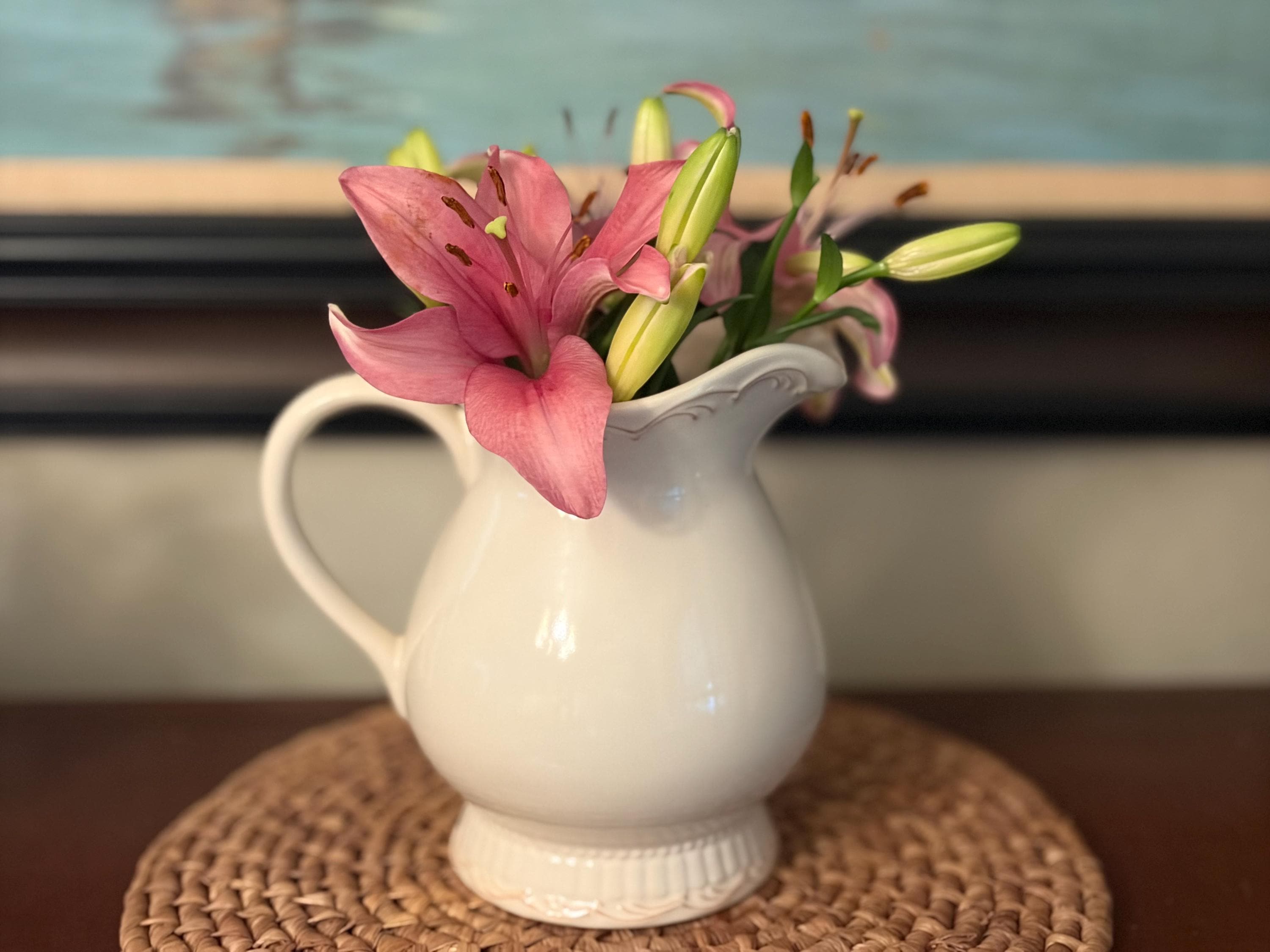 Pink Ironstone Water Pitcher - Etsy