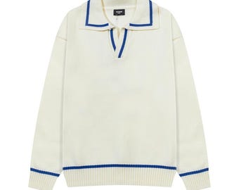 Vintage Strickpolo Pullover Y2K Jumper