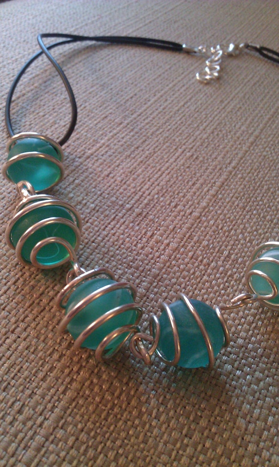 Items similar to Green Marble Mod Necklace on Etsy