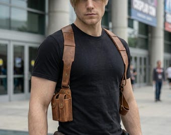 Fondina in pelle Leon Kennedy per cosplay di Resident Evil / Gilet tattico per cosplay / Accessorio da agente di sopravvivenza / Equipaggiamento in pelle fatto a mano