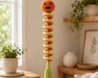 Pumpkin Wind Spinner Crochet Pattern PDF, Halloween Crochet Spiral, Jack O Lantern Hanging Decor, Fall Pumpkin Decoration
