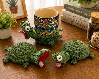 30-in-1 Animal Crochet Coaster Patterns, Pop-up Mug Hugger Bundle