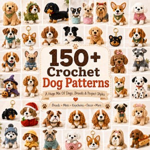 Virkade hundmönster | 150+ valp-amigurumi i PDF-format | Corgi, husky, pudel och fler hundraser | Direkt PDF-nedladdning