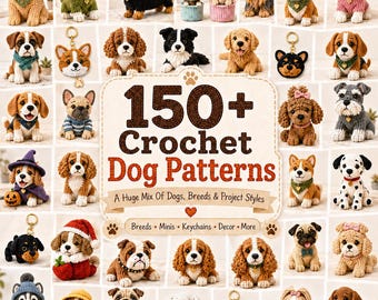 Crochet Dog Pattersn Bundle | 150+ Puppy Amigurumi PDFs | Corgi, Husky, Poodle & More Dog Breeds | Instant PDF Download